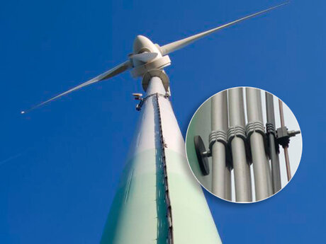 Gummiertes Magnetsystem fuer kabelhalterung an Windtuermen | © Brugger GmbH