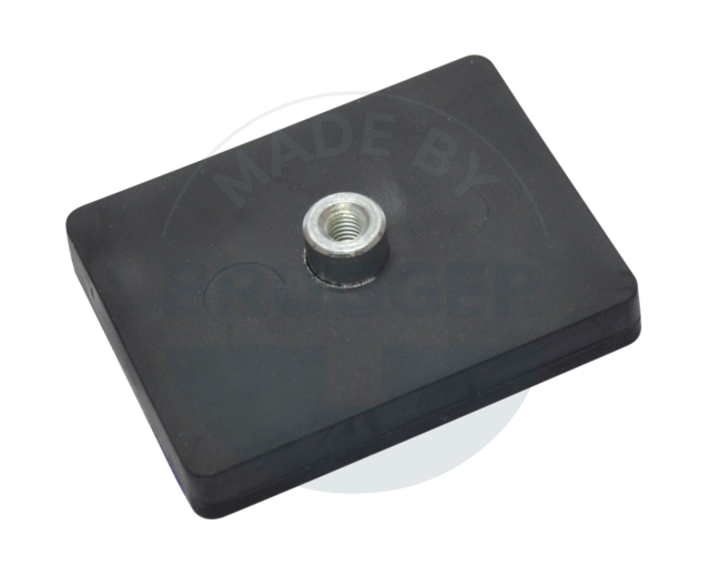 Gummiertes Magnetsystem mit Gewindebuchse rechteckig schwarz | © Brugger GmbH