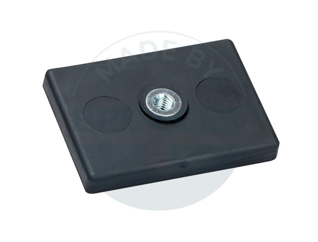 Gummiertes Magnetsystem mit Innengewindebuchse M4 rechteckig schwarz 43x31mm | © Brugger GmbH