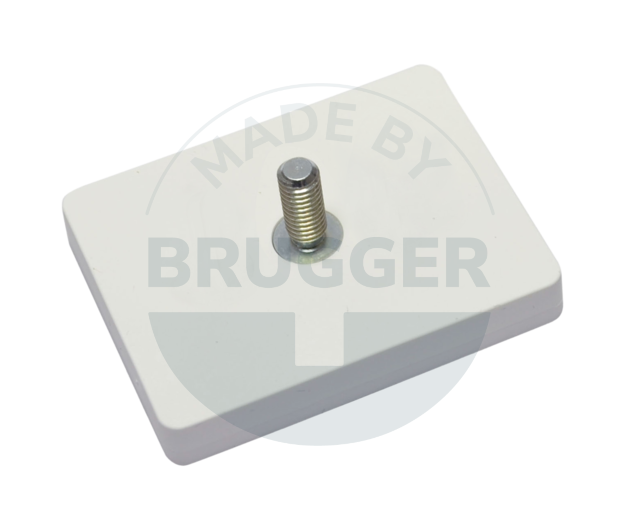 Gummiertes Magnetsystem mit Außengewinde rechteckig weiß | © Brugger GmbH