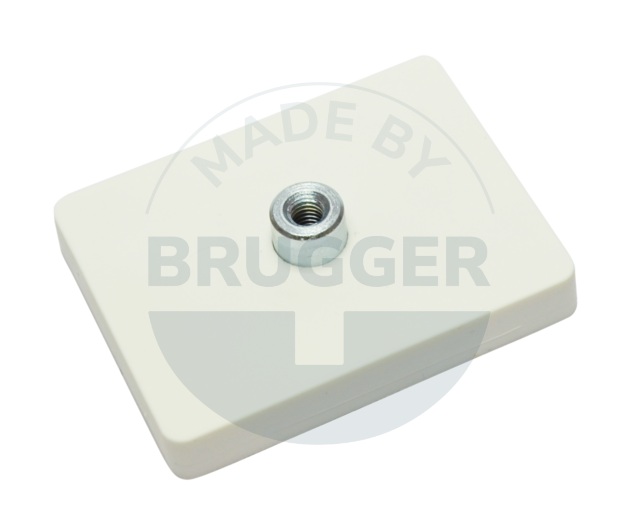 Gummiertes Magnetsystem mit Gewindebuchse rechteckig weiß | © Brugger GmbH