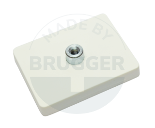 Gummiertes Magnetsystem mit Gewindebuchse rechteckig weiß | © Brugger GmbH