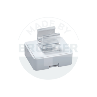 Hook magnet for poster frames made of hard ferrite, rectangular, white | © Brugger GmbH