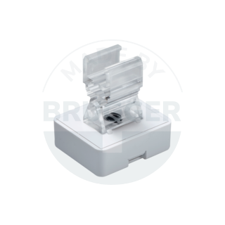 Hook magnet for poster frames made of hard ferrite, rectangular, white | © Brugger GmbH