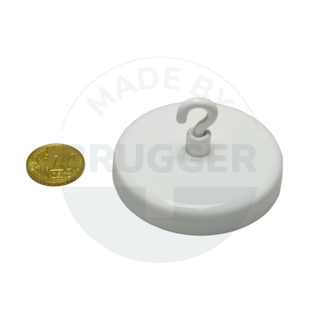 Hook magnet with metal housing round, white lacquered | © Brugger GmbH