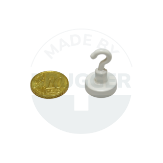 Hook magnet with metal housing round, white lacquered | © Brugger GmbH