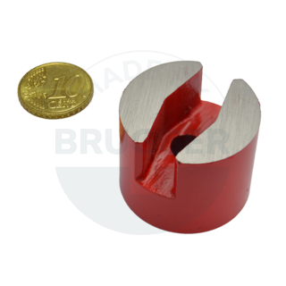 Horseshoe magnet cylindrical shape with cylindrical bore red | © Brugger GmbH