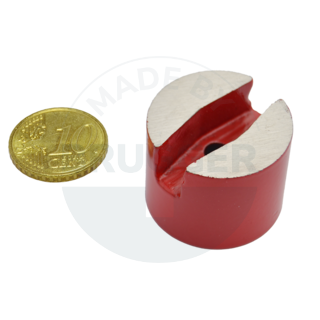 Horseshoe magnet cylindrical shape with cylindrical bore red | © Brugger GmbH