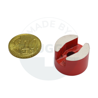 Horseshoe magnet cylindrical shape with cylindrical bore red | © Brugger GmbH