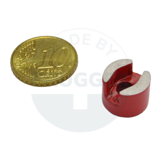Horseshoe magnet cylindrical shape with cylindrical bore red  | © Brugger GmbH