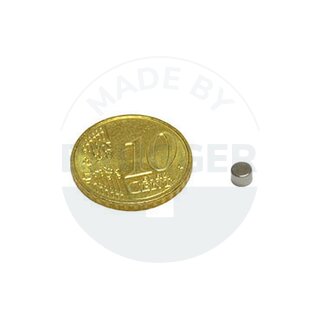 Disc magnet of NdFeB, until 80°C 3x2mm | © Brugger GmbH