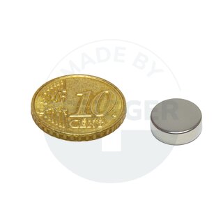 Disc magnet of NdFeB, until 80°C 10x3mm | © Brugger GmbH