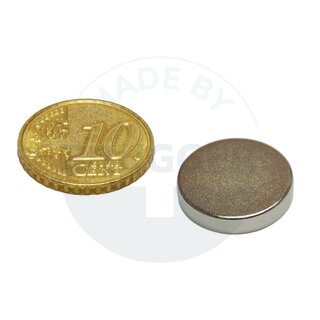 Disc magnet of NdFeB, until 80°C 18x3mm | © Brugger GmbH
