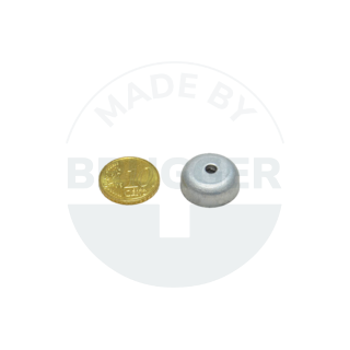 Pot magnet steel housing with bore and countersink galvanised 19mm made of AlNiCo | © Brugger GmbH