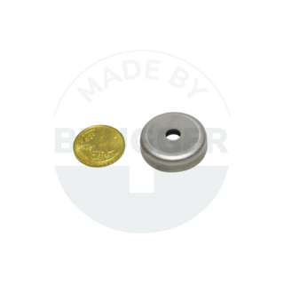 Pot magnet stainless steel housing with bore and countersink 25mm made of hard ferrite | © Brugger GmbH
