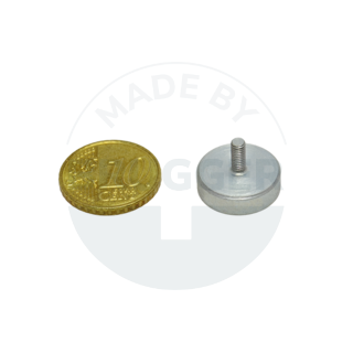 Pot magnet made of hard ferrite steel housing with external thread galvanised 16mm M3x7 | © Brugger GmbH