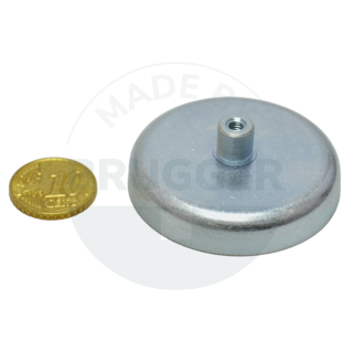 Pot magnet made of hard ferrite steel housing with threaded bush galvanised 47mm M4 | © Brugger GmbH