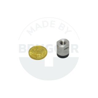 Topfmagnet aus NdFeB Edelstahlgehäuse mit Innengewinde gummierte Haftfläche 13mm M6 | © Brugger GmbH