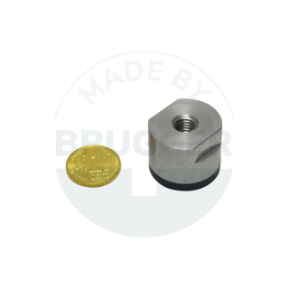 Topfmagnet aus NdFeB Edelstahlgehäuse mit Innengewinde gummierte Haftfläche 25mm M8 | © Brugger GmbH