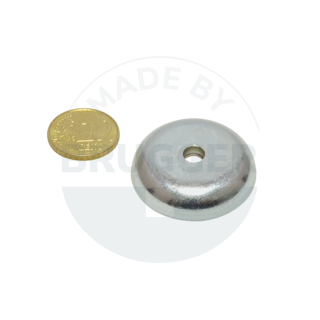 Pot magnet of NdFeB steel housing punched with bore and countersink galvanised 32mm | © Brugger GmbH