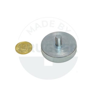 Pot magnet of NdFeB steel housing with external thread galvanised up to 150°C 32mm M6 | © Brugger GmbH