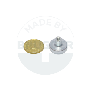 Pot magnet of NdFeB steel housing with threaded bush galvanised 16mm | © Brugger GmbH