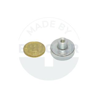 Pot magnet of NdFeB steel housing with threaded bush galvanised 20mm | © Brugger GmbH