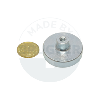 Pot magnet of NdFeB steel housing with threaded bush galvanised 32mm | © Brugger GmbH