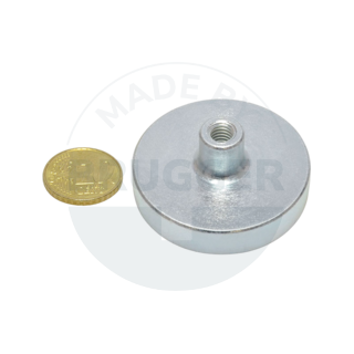 Pot magnet of NdFeB steel housing with threaded bush galvanised 40mm | © Brugger GmbH