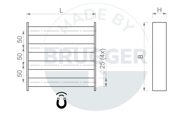 dessin technique Grille de filtre magnétique en NdFeB | © Brugger GmbH