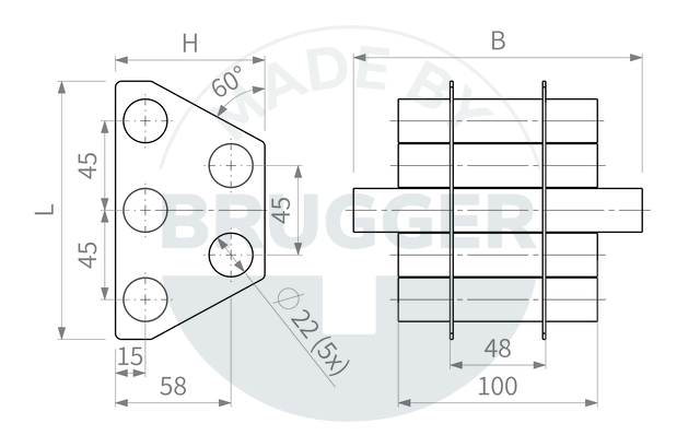 dessin technique Grille de filtre magnétique en NdFeB | © Brugger GmbH